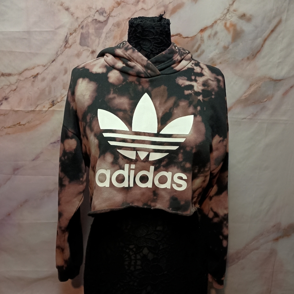 Adidas Bleach Dyed Cropped Hoodie